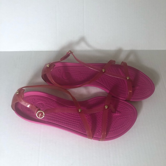 Crocs Flat Thong with Gold Studs Sandals. Size 7 - Picture 2 of 3